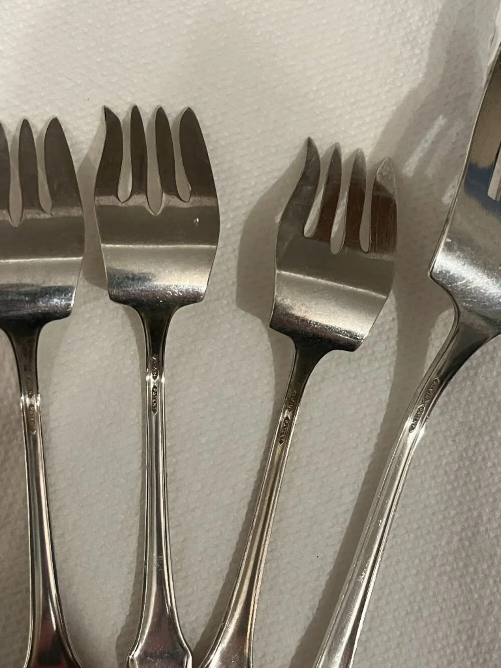 Vintage Alvin Molly Stark 1916 Silverplated Serving Fork and 3 Salad Forks
